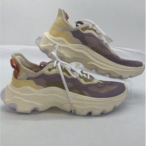 Sorel Women's Kinetic Breakthru Day Lace Sneakers Shale Mauve/Yllw 4689-553 Sz 8